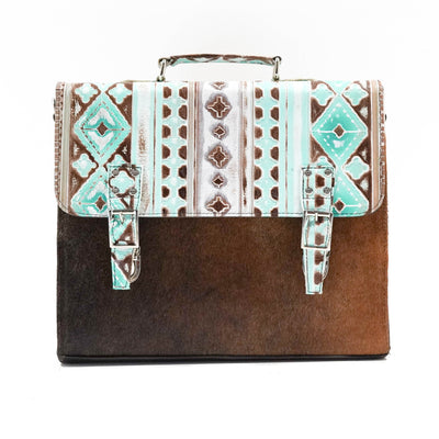 Briefcase - Longhorn w/ Bora Bora Navajo-Briefcase-Western-Cowhide-Bags-Handmade-Products-Gifts-Dancing Cactus Designs