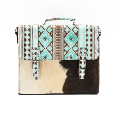Briefcase - Longhorn w/ Bora Bora Navajo-Briefcase-Western-Cowhide-Bags-Handmade-Products-Gifts-Dancing Cactus Designs
