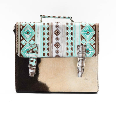 Briefcase - Longhorn w/ Bora Bora Navajo-Briefcase-Western-Cowhide-Bags-Handmade-Products-Gifts-Dancing Cactus Designs