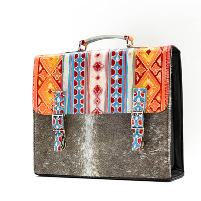 Briefcase - Longhorn w/ Great Plains Navajo-Briefcase-Western-Cowhide-Bags-Handmade-Products-Gifts-Dancing Cactus Designs
