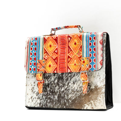 Briefcase - Longhorn w/ Great Plains Navajo-Briefcase-Western-Cowhide-Bags-Handmade-Products-Gifts-Dancing Cactus Designs