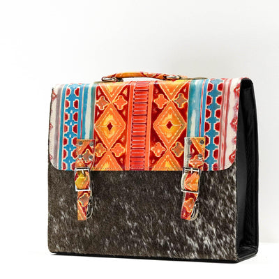 Briefcase - Longhorn w/ Great Plains Navajo-Briefcase-Western-Cowhide-Bags-Handmade-Products-Gifts-Dancing Cactus Designs