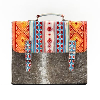 Briefcase - Longhorn w/ Great Plains Navajo-Briefcase-Western-Cowhide-Bags-Handmade-Products-Gifts-Dancing Cactus Designs
