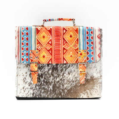 Briefcase - Longhorn w/ Great Plains Navajo-Briefcase-Western-Cowhide-Bags-Handmade-Products-Gifts-Dancing Cactus Designs