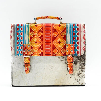 Briefcase - Longhorn w/ Great Plains Navajo-Briefcase-Western-Cowhide-Bags-Handmade-Products-Gifts-Dancing Cactus Designs