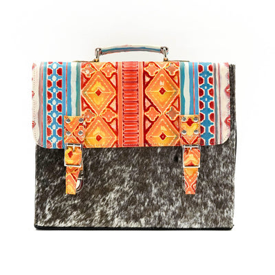Briefcase - Longhorn w/ Great Plains Navajo-Briefcase-Western-Cowhide-Bags-Handmade-Products-Gifts-Dancing Cactus Designs