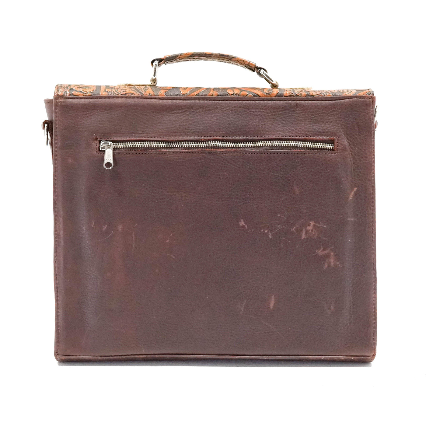 Briefcase - Longhorn w/ Honey Tool-Briefcase-Western-Cowhide-Bags-Handmade-Products-Gifts-Dancing Cactus Designs