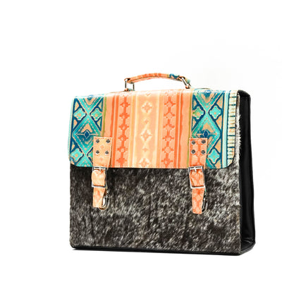 Briefcase - Longhorn w/ Margaritaville Navajo-Briefcase-Western-Cowhide-Bags-Handmade-Products-Gifts-Dancing Cactus Designs