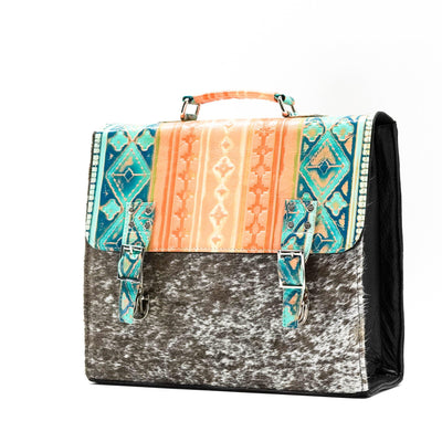Briefcase - Longhorn w/ Margaritaville Navajo-Briefcase-Western-Cowhide-Bags-Handmade-Products-Gifts-Dancing Cactus Designs