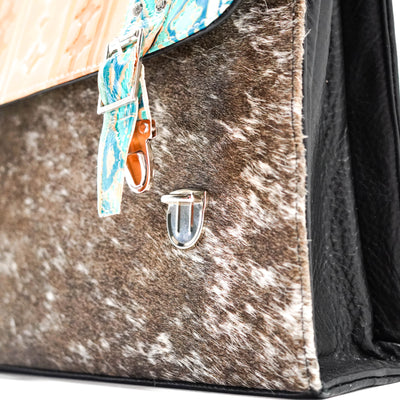 Briefcase - Longhorn w/ Margaritaville Navajo-Briefcase-Western-Cowhide-Bags-Handmade-Products-Gifts-Dancing Cactus Designs