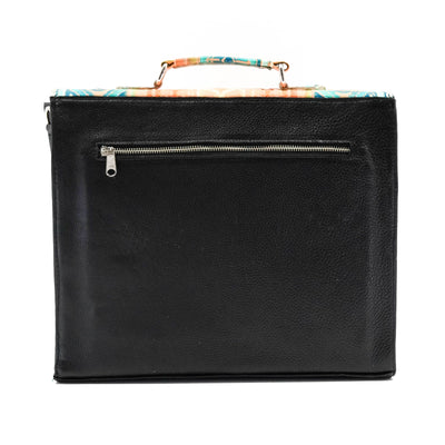 Briefcase - Longhorn w/ Margaritaville Navajo-Briefcase-Western-Cowhide-Bags-Handmade-Products-Gifts-Dancing Cactus Designs