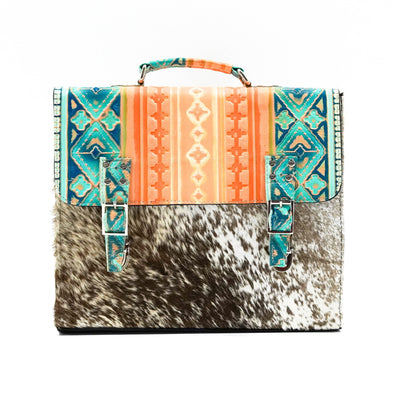 Briefcase - Longhorn w/ Margaritaville Navajo-Briefcase-Western-Cowhide-Bags-Handmade-Products-Gifts-Dancing Cactus Designs