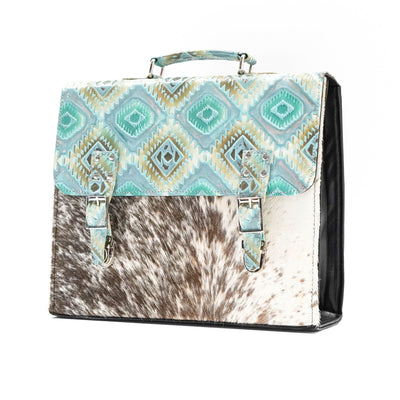 Briefcase - Longhorn w/ Royston Aztec-Briefcase-Western-Cowhide-Bags-Handmade-Products-Gifts-Dancing Cactus Designs