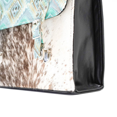 Briefcase - Longhorn w/ Royston Aztec-Briefcase-Western-Cowhide-Bags-Handmade-Products-Gifts-Dancing Cactus Designs