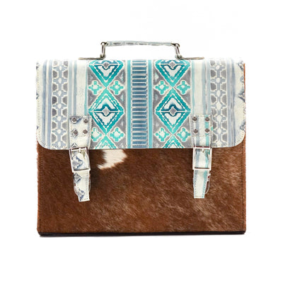 Briefcase - Longhorn w/ Royston Navajo-Briefcase-Western-Cowhide-Bags-Handmade-Products-Gifts-Dancing Cactus Designs