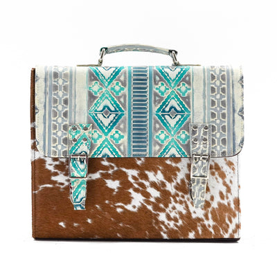 Briefcase - Longhorn w/ Royston Navajo-Briefcase-Western-Cowhide-Bags-Handmade-Products-Gifts-Dancing Cactus Designs