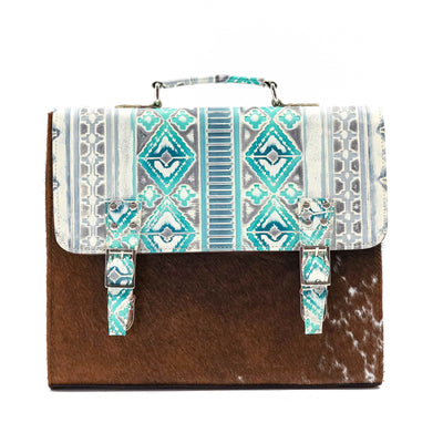 Briefcase - Longhorn w/ Royston Navajo-Briefcase-Western-Cowhide-Bags-Handmade-Products-Gifts-Dancing Cactus Designs