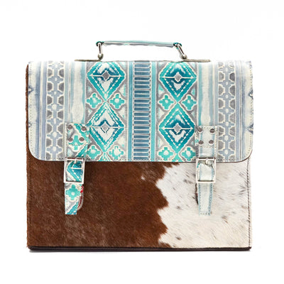 Briefcase - Longhorn w/ Royston Navajo-Briefcase-Western-Cowhide-Bags-Handmade-Products-Gifts-Dancing Cactus Designs