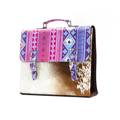 Briefcase - Longhorn w/ Unicorn Navajo-Briefcase-Western-Cowhide-Bags-Handmade-Products-Gifts-Dancing Cactus Designs