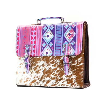 Briefcase - Longhorn w/ Unicorn Navajo-Briefcase-Western-Cowhide-Bags-Handmade-Products-Gifts-Dancing Cactus Designs