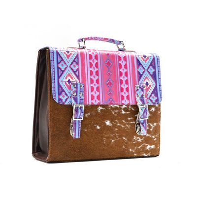 Briefcase - Longhorn w/ Unicorn Navajo-Briefcase-Western-Cowhide-Bags-Handmade-Products-Gifts-Dancing Cactus Designs