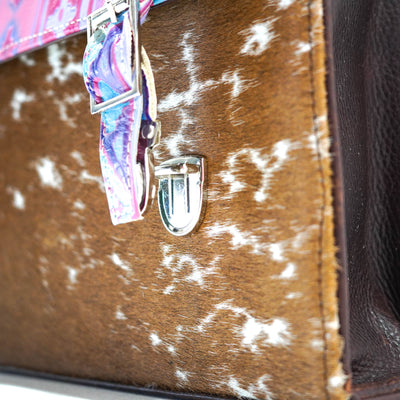Briefcase - Longhorn w/ Unicorn Navajo-Briefcase-Western-Cowhide-Bags-Handmade-Products-Gifts-Dancing Cactus Designs
