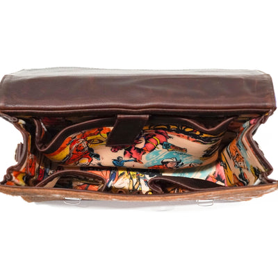 Briefcase - Longhorn w/ Unicorn Navajo-Briefcase-Western-Cowhide-Bags-Handmade-Products-Gifts-Dancing Cactus Designs