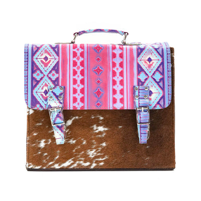 Briefcase - Longhorn w/ Unicorn Navajo-Briefcase-Western-Cowhide-Bags-Handmade-Products-Gifts-Dancing Cactus Designs