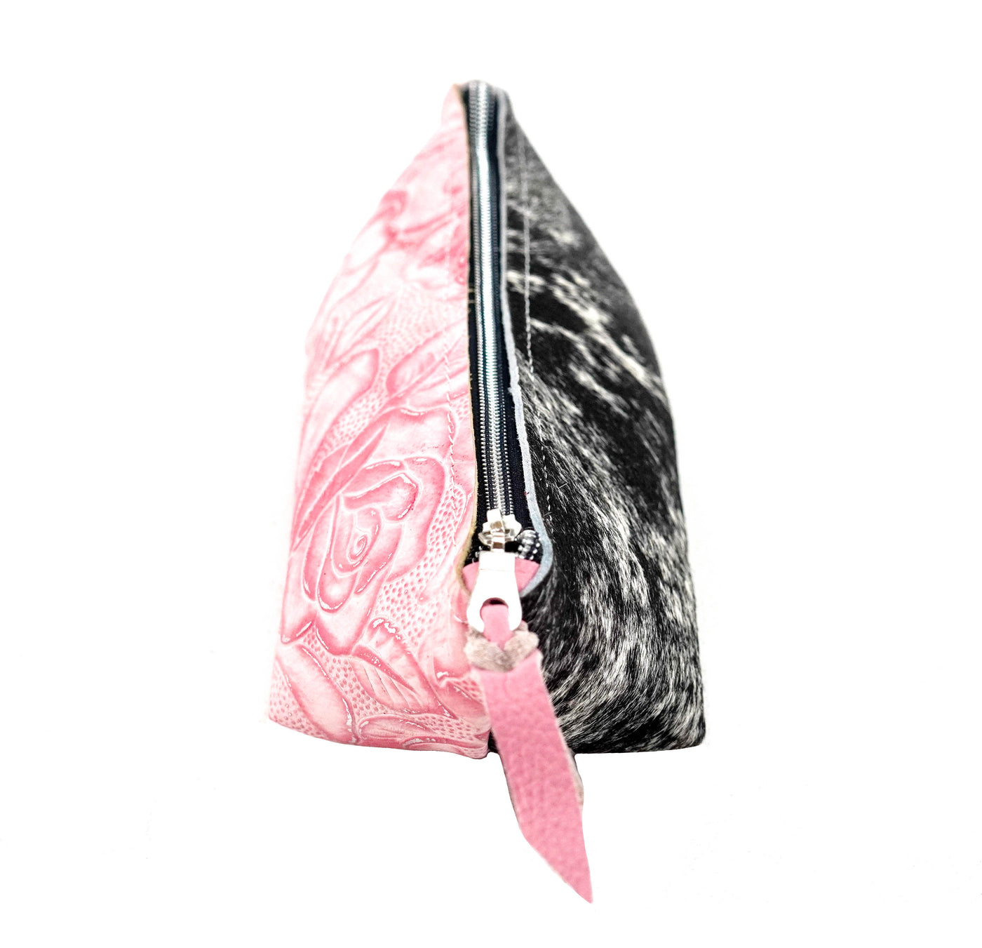 Buckle Bunny - Black & White w/ Pink Roses-Buckle Bunny-Western-Cowhide-Bags-Handmade-Products-Gifts-Dancing Cactus Designs