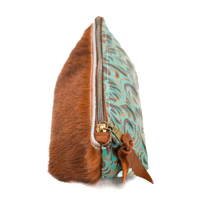 Buckle Bunny - Red Brindle w/ Turquoise Caracole-Buckle Bunny-Western-Cowhide-Bags-Handmade-Products-Gifts-Dancing Cactus Designs