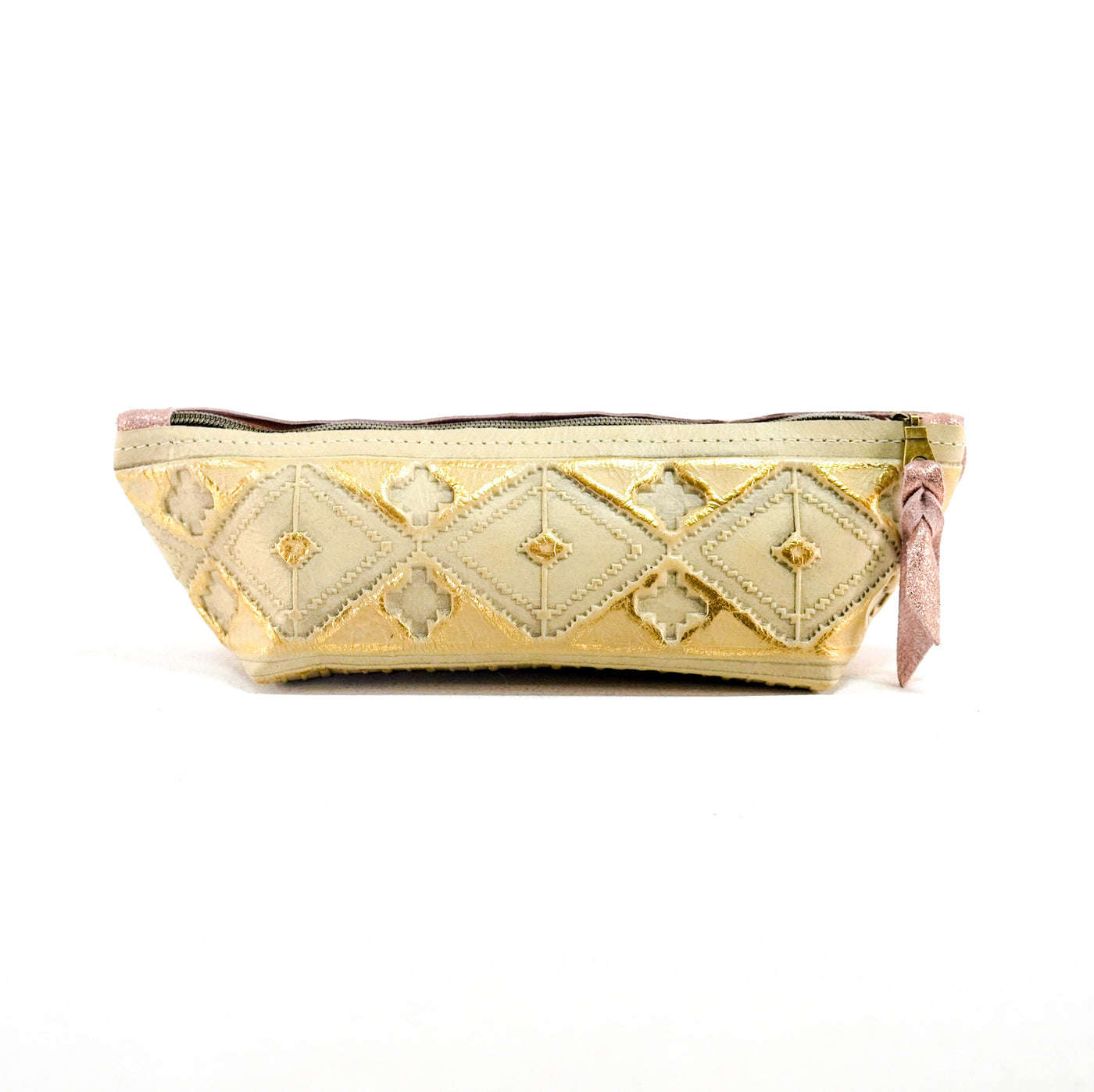 Buckle Bunny - Rose Gold Glitter w/ Golden Hills Navajo-Buckle Bunny-Western-Cowhide-Bags-Handmade-Products-Gifts-Dancing Cactus Designs