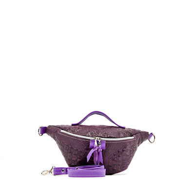 Bum Bag - All Embossed w/ Amethyst Croc-Bum Bag-Western-Cowhide-Bags-Handmade-Products-Gifts-Dancing Cactus Designs