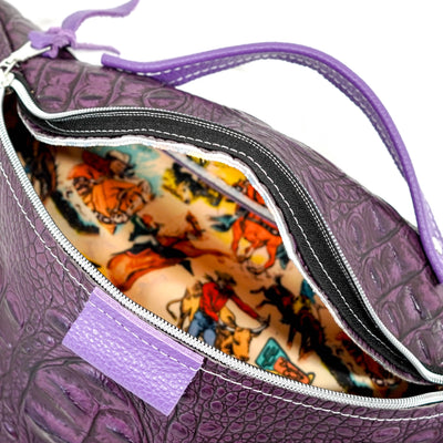 Bum Bag - All Embossed w/ Amethyst Croc-Bum Bag-Western-Cowhide-Bags-Handmade-Products-Gifts-Dancing Cactus Designs