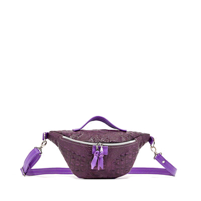 Bum Bag - All Embossed w/ Amethyst Croc-Bum Bag-Western-Cowhide-Bags-Handmade-Products-Gifts-Dancing Cactus Designs