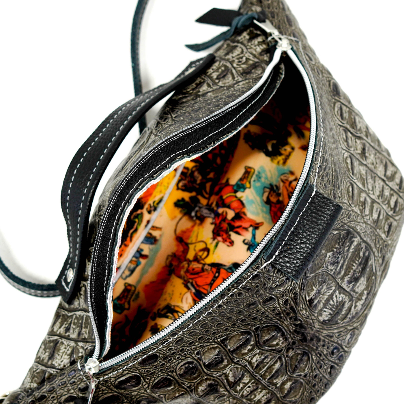 Bum Bag - All Embossed w/ Smoke Show Croc-Bum Bag-Western-Cowhide-Bags-Handmade-Products-Gifts-Dancing Cactus Designs