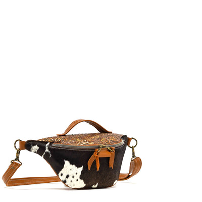 Bum Bag - Black & White w/ Wyoming Tool-Bum Bag-Western-Cowhide-Bags-Handmade-Products-Gifts-Dancing Cactus Designs