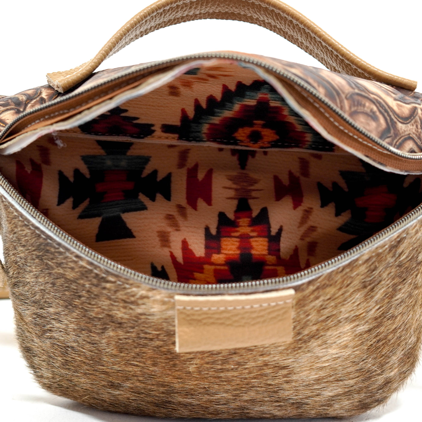 Bum Bag - Brindle w/ Deadwood Roses-Bum Bag-Western-Cowhide-Bags-Handmade-Products-Gifts-Dancing Cactus Designs