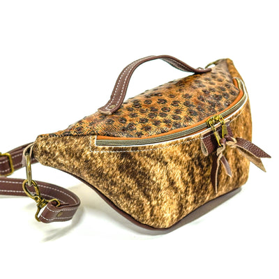 Bum Bag - Brindle w/ Ostrich-Bum Bag-Western-Cowhide-Bags-Handmade-Products-Gifts-Dancing Cactus Designs