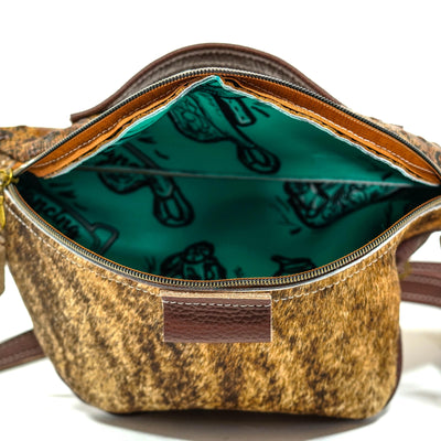 Bum Bag - Brindle w/ Ostrich-Bum Bag-Western-Cowhide-Bags-Handmade-Products-Gifts-Dancing Cactus Designs