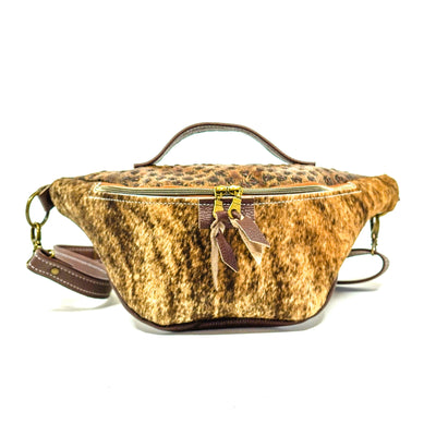 Bum Bag - Brindle w/ Ostrich-Bum Bag-Western-Cowhide-Bags-Handmade-Products-Gifts-Dancing Cactus Designs