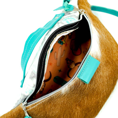 Bum Bag - Longhorn w/ Royston Aztec-Bum Bag-Western-Cowhide-Bags-Handmade-Products-Gifts-Dancing Cactus Designs