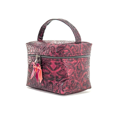 Caboose - All Embossed w/ Burgundy Tool-Caboose-Western-Cowhide-Bags-Handmade-Products-Gifts-Dancing Cactus Designs