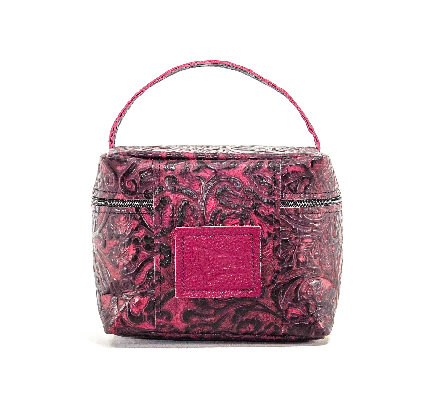 Caboose - All Embossed w/ Burgundy Tool-Caboose-Western-Cowhide-Bags-Handmade-Products-Gifts-Dancing Cactus Designs