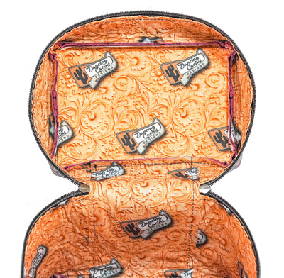 Caboose - All Embossed w/ Burgundy Tool-Caboose-Western-Cowhide-Bags-Handmade-Products-Gifts-Dancing Cactus Designs