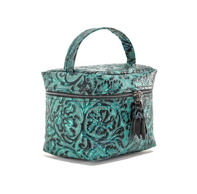 Caboose - All Embossed w/ Indigo Tool-Caboose-Western-Cowhide-Bags-Handmade-Products-Gifts-Dancing Cactus Designs