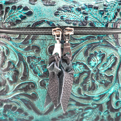 Caboose - All Embossed w/ Indigo Tool-Caboose-Western-Cowhide-Bags-Handmade-Products-Gifts-Dancing Cactus Designs