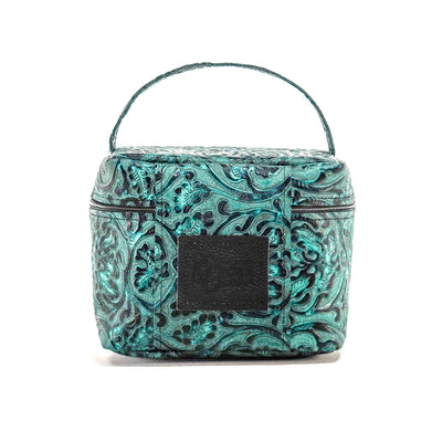 Caboose - All Embossed w/ Indigo Tool-Caboose-Western-Cowhide-Bags-Handmade-Products-Gifts-Dancing Cactus Designs