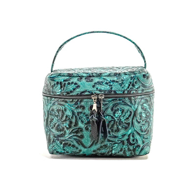 Caboose - All Embossed w/ Indigo Tool-Caboose-Western-Cowhide-Bags-Handmade-Products-Gifts-Dancing Cactus Designs