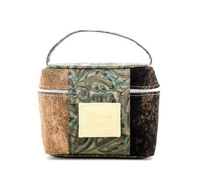 Caboose - Brindle w/ Turquoise Autumn-Caboose-Western-Cowhide-Bags-Handmade-Products-Gifts-Dancing Cactus Designs