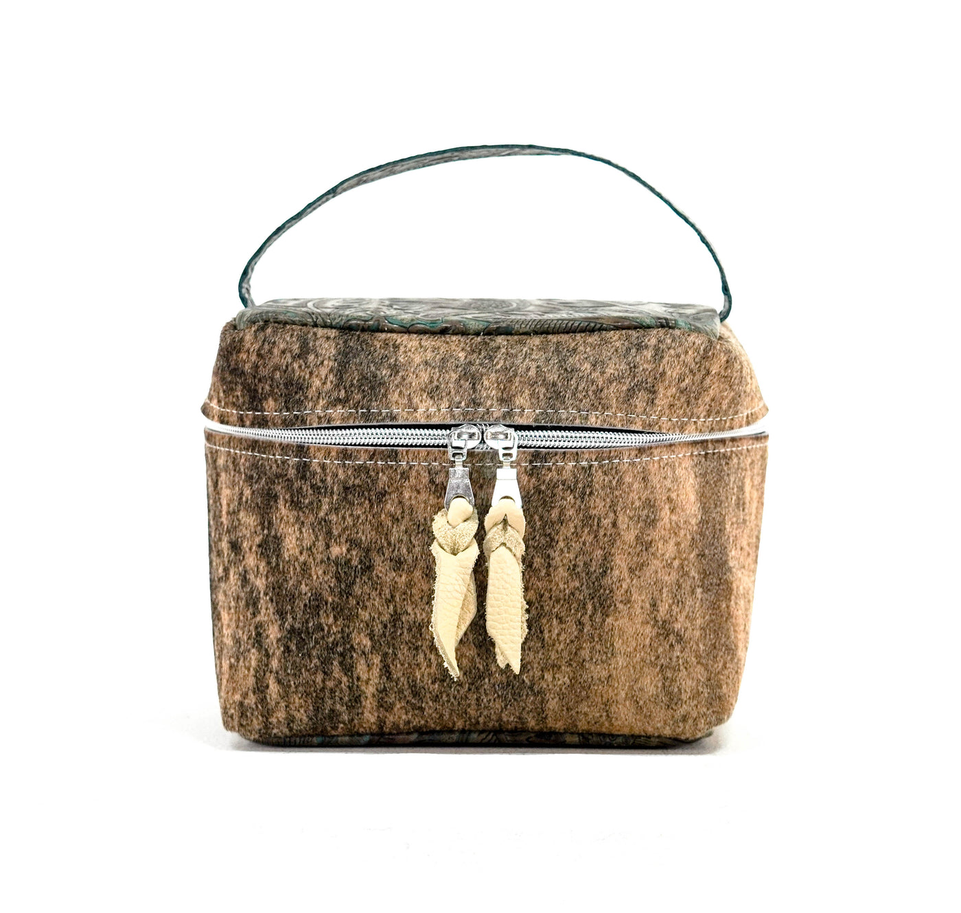 Caboose - Brindle w/ Turquoise Autumn-Caboose-Western-Cowhide-Bags-Handmade-Products-Gifts-Dancing Cactus Designs